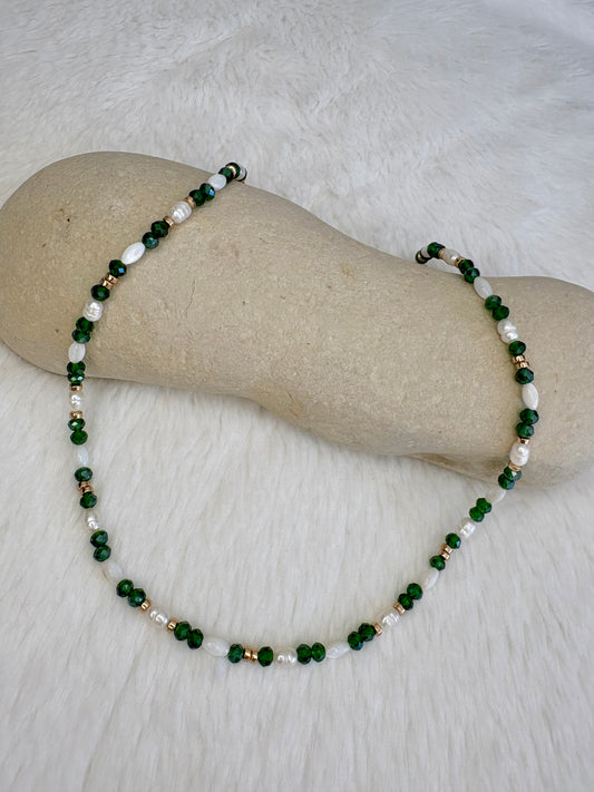 Collier ITORA vert et blanc