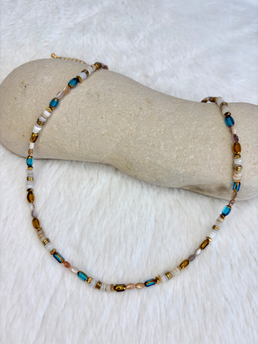 Collier ITORA Bleu et Marron