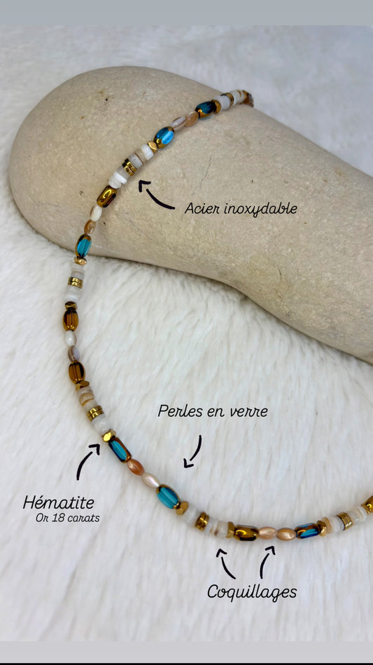 Collier ITORA Bleu et Marron